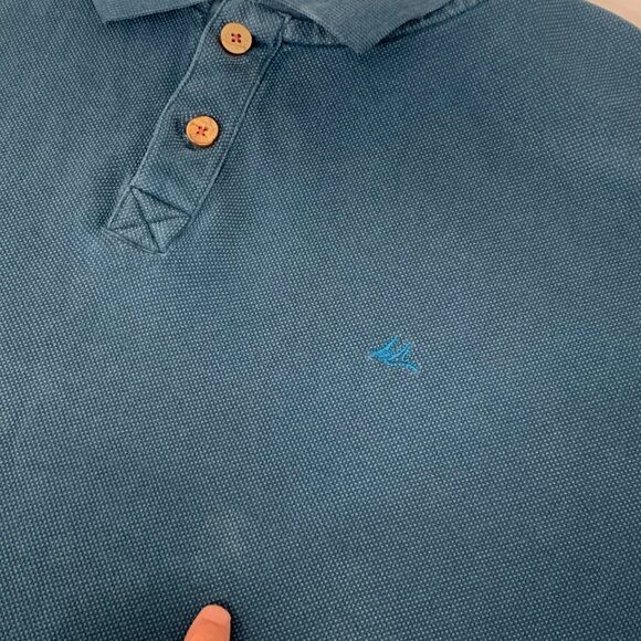 Wiered Fish Blue Cotton Heavy Polo Shirt - Picture 10 of 13